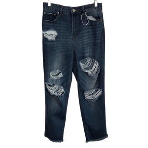 NEW NWT FOREVER 21 Slim Straight high rise jeans size 28 distressed denim